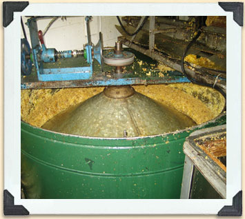 A honey extractor in operation. 